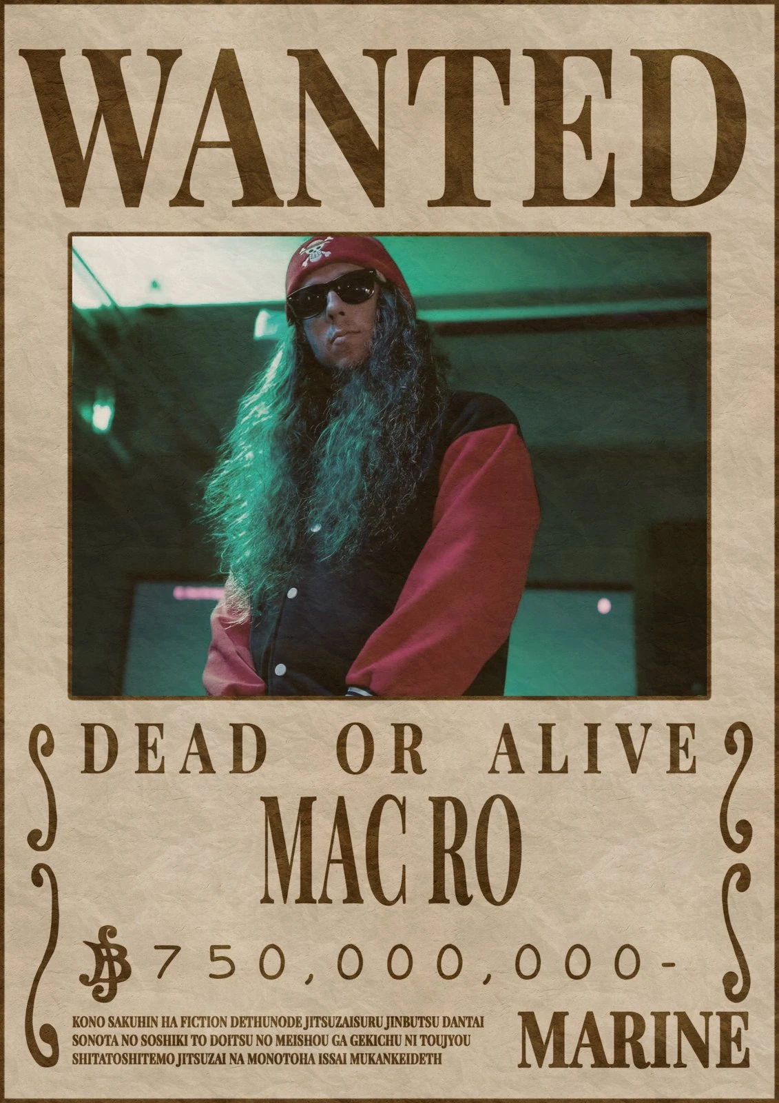 Mac Ro - One Piece Themed Poster — Wanted poster visual reference