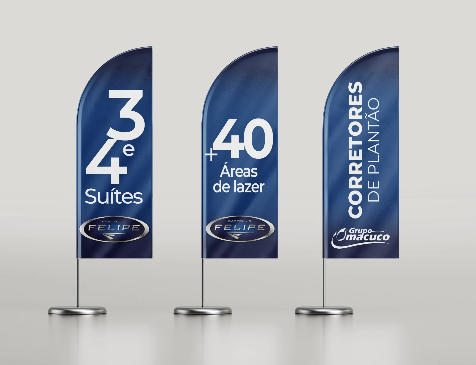 Grupo Macuco — Design de mídia impressa e física — Wind banners Felipe — azul